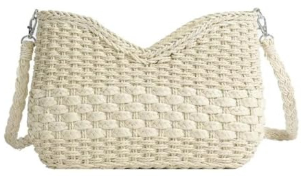 WUZIA Straw Handbags for Women Handmade Crossbody Shoulder Bag Summer Beach Woven Tote Purse with Detachable Strap