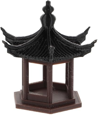 Sosoport Pavillon de jardin miniature traditionnel chinois ornement pour aquarium aménagement paysager décoration de table imprimée architecture ancienne apaisante scène extérieure haute