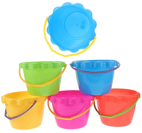 Eimer Kinder Strand: 6 Stück Sandspielzeug Eimer Klein Plastikeimer Tragbare Mehrzweckeimer für Strand Outdoor-aktivitäten zum Spielen Graben und Aufbewahren für Kinder Mädchen Jungen Geschenke