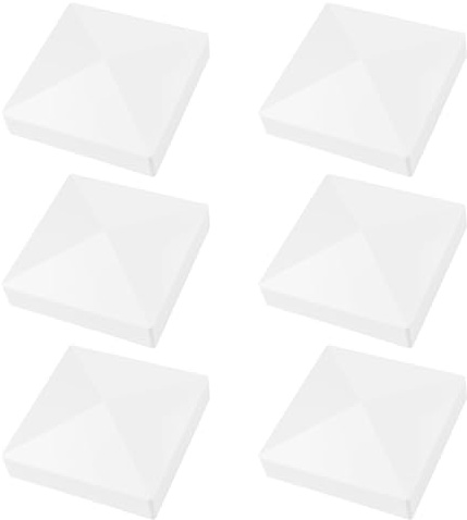 UFURMATE Lot de 5 couvercles de poteaux en PVC de 12,7 cm, 6 pièces Blancs, capuchons de clôture étanches et résistants aux UV pour la protection des poteaux en bois