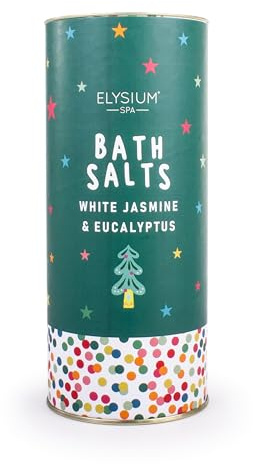 Elysium Spa Bath Salts | Christmas Gifts for Womens | Stocking Fillers (Xmas Tree - White Jasmine & Eucalyptus, 600g)