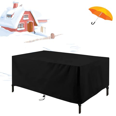 UKIXOM Garden Furniture Covers, Patio Table Cover, 250x250x80cm/LxWxH Rectangular Heavy Duty 600D Oxford Fabric Outdoor Sofa Cover Windproof Sunproof for outside Table and Chair Set