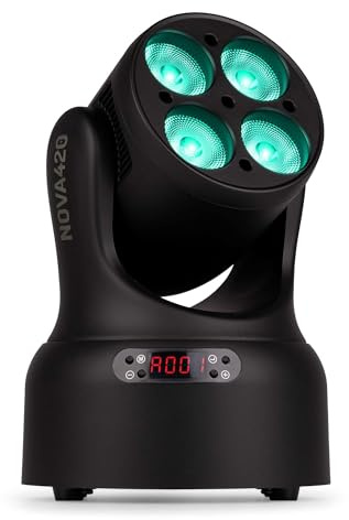 BeamZ NOVA420-BK – Cabeza móvil LED Wash con 4 LED RGBW 20W, DMX, estroboscopio y programas automáticos – Foco led movil compacto para luces discoteca profesional y fiestas, color negro