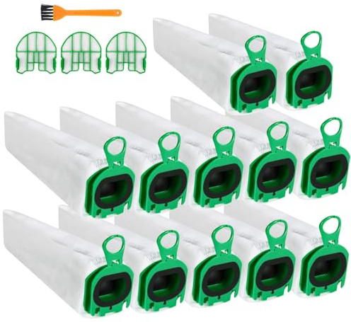 12 sacs à poussière pour aspirateur Vorwerk Kobold VB100, avec 3 filtres moteur et 1 brosse. Compatibles avec les aspirateurs sans fil Vorwerk Kobold VB100, VB 100 et FP100.
