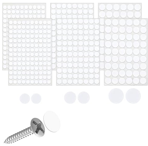 580 Stück Weiß Schraubenabdeckung Selbstklebend,12mm,15mm,21mm Schrauben Abdeckkappen Schraubenloch Aufkleber für Wandschränke Schreibtische Schrauben Möbel Reparaturen