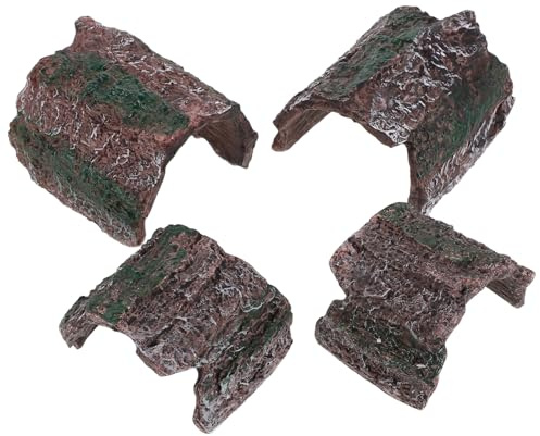 Hohopeti 4 St skydd reptil gömställe orm gömmer Reptile Cave Reptil gömmer grottan reptilgrotta akvarielandskapsdekoration PVC