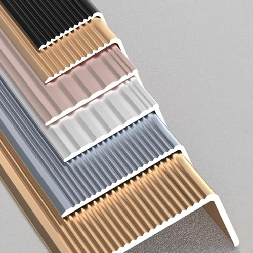 Stair Nosing Profile Edging,Aluminum Stair Profile, Finishing Strip, Safety Stair Edge Protector Stair Edging, L Shape Stair Edge Profile Non-Slip Stair Edging Strip-Black||10x3cm