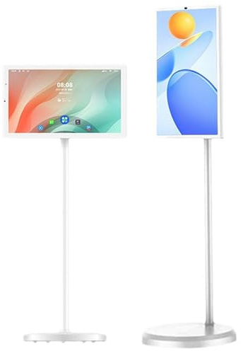 GwlThixion 32 Pulgadas Smart Portable TV, Televisor Portátil con Ruedas, Rotación De ±90°, Pantalla Táctil Giratoria, para Hogar Y Oficina 24in-4+64G