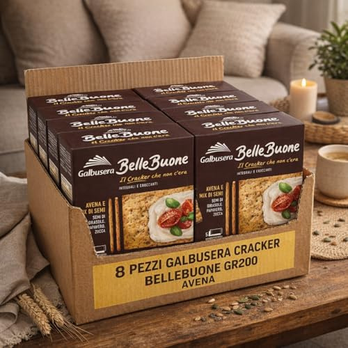 Cracker Integrali Croccanti con Avena e Mix di Semi di Girasole Papavero e Zucca 200 g Confezione Multipla da 8 Pezzi Snack Salato per Aperitivo e Pasti Leggeri
