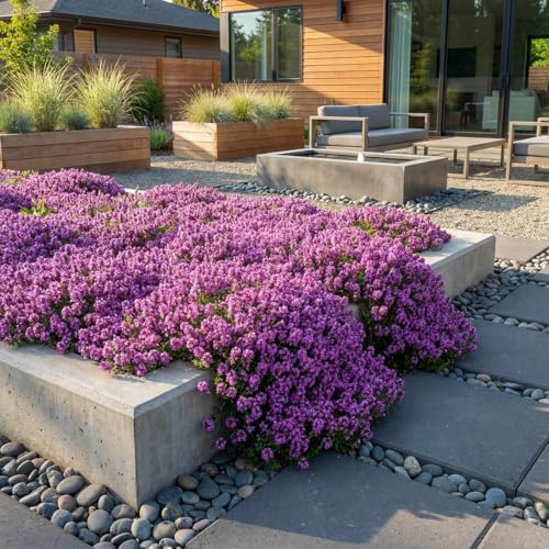 Bloomique - Lot de 6 - Thymus Red Carpet - Thym rouge - Rustique - Vivace - Couvre-sol - Persistant - 10-20 cm hauteur - Pot 9 cm