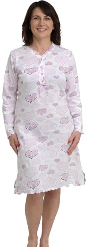 Leedya Camicia da Notte Donna Manica Lunga in Cotone 100% – Primaverile, Morbida e Traspirante, vestibilità Comoda, Made in Italy