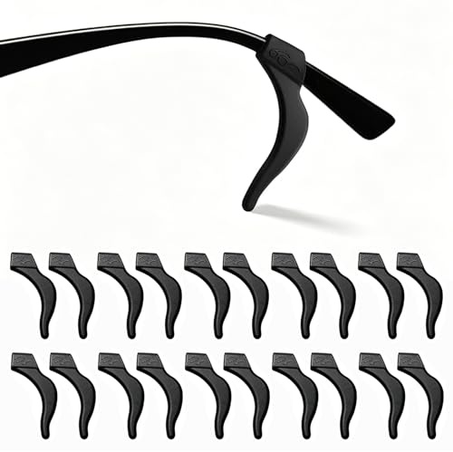 ZHITENG 30 Pares de Gafas Ganchos de Orejas, Sujeta Gafas, Soporte Para Puntas Las Patillas, Fundas Antideslizantes Para Las Patillas, Ldeal el Trabajo, Clases, Exteriores (Negro)