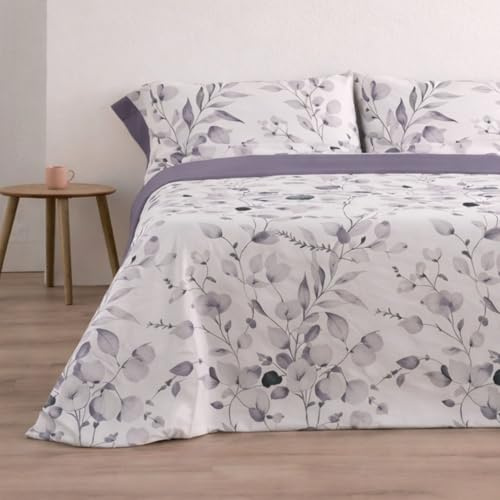 Donegal Collections - Juego de Sábanas 150x190 Ahoa Malva - Sábanas Cama 150-3 Piezas Sábana Bajera, Encimera y 1 Funda de Almohada - Primavera Verano - Tacto Extra Suave Algodón Poliéster