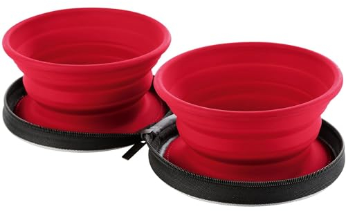 HUNTER Silikonnapf mit Taschenliste, 750 ml, Rot, 2 Stück