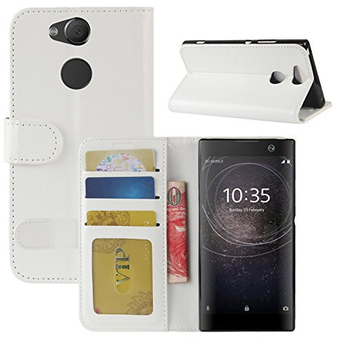 HualuBro Sony Xperia XA2 Hülle, [All Around Schutz] Premium PU Leder Leather Wallet Handy Tasche Schutzhülle Case Flip Cover mit Karten Slot für Sony Xperia XA2 Smartphone (Weiß)