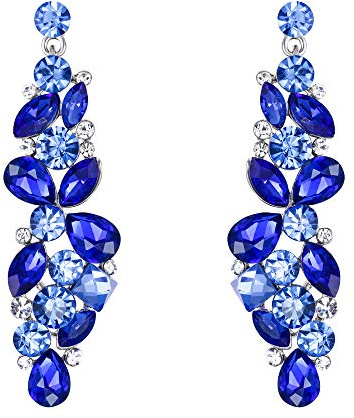 EVER FAITH Österreichische Kristall Braut Träne Tropfen Blume Cluster Ohrringe | Strass-Kostüm, Abschlussball, Schmuck, für Damen, Braut, Brautjungfer