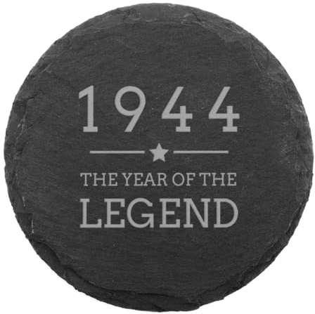 Engraved Natural Slate Coaster - 1945 The Year Of The Legend Coaster Gift | Women and Mens Gift Ideas | 80th Birthday Gifts for Boys and Girls | Thoughtful Keepsake Presents | Dust and Things