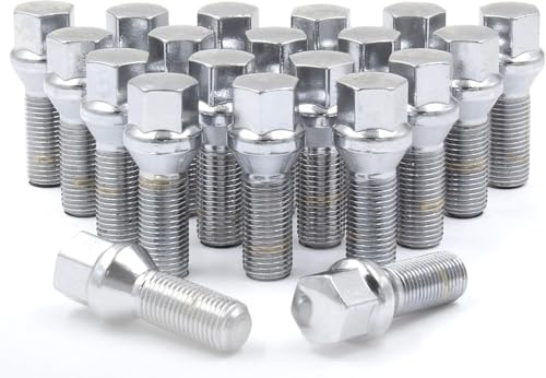 Wheel Accessories Parts Set of 20 Chrome M15x1.25 Lug Bolts Conical Seat with 17mm Hex, 28mm Thread Length Wheel Lug Bolt for Aftermarket Wheels- Fits 2019-2021 Mercedes GLE350, GLE450, GLE580
