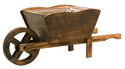 MIMBRE NATURAL GROßE HOLZSCHUBKARRE (68 × 29 × 28)