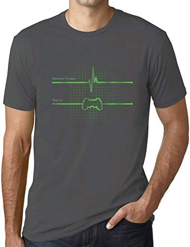 Camiseta Estampada para Hombre Latidos Gamer Gaming Funny Esports – Gamer Heartbeats Gaming Funny Esports – T-Shirt Vintage Manga Corta Regalo Original Cumpleaños Diseño Gráfico Moda Gris ratón S