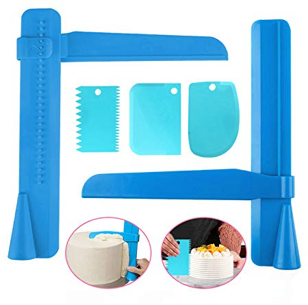 SwirlColor Cake Smoother Scraper, Adjustable Icing Smoother Tool, Cake Scraper Buttercream Smoother for Baking Butter Cream Fondant 5pcs