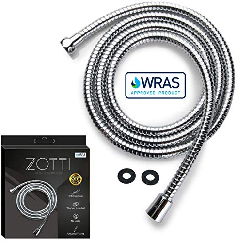 Zotti Shower Hose 1.5m | Stainless Steel Replacement Shower Hose | Leakproof and Anti-Kink | Universal Standard Fitting | High Pressure Resistance | Easy DIY Replacement | Includes 2 Washers