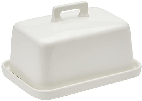 Maxwell & Williams IA0102 Butterdose, Weiß, Porzellan – Epicurious – mit abgerundeter Kante, Deckel-Griff, Geschenkbox
