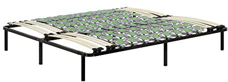i-flair Metallbett Tellerlattenrost 160x200 cm auf Füßen, Gästebett Ergo IF56 mit Tellerfedern und Stauraum - für alle Matratzen und Betten geeignet