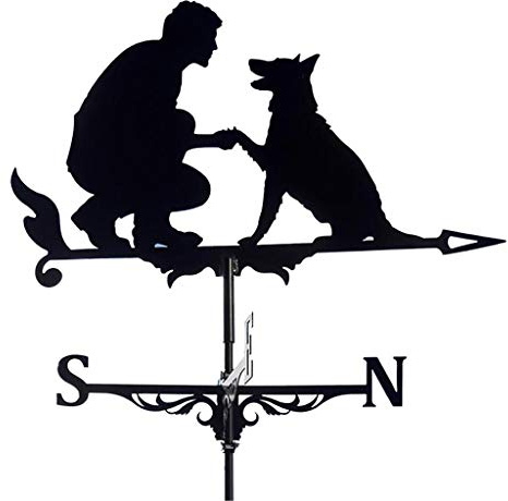 YIWOYI Girouette en métal en forme d'animal - Décoration de jardin en métal - Girouette de luxe avec chien, cheval, animaux - Girouette (chien homme)