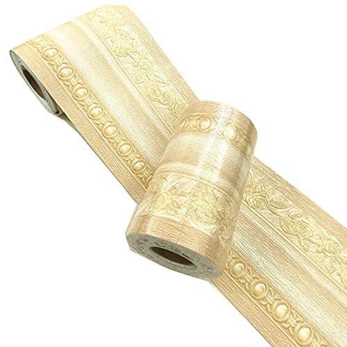 WDragon 10cm x 5meters Embossed Tiles Decals Border Self Adhesive Wallpaper Border Molding Ceiling Border Peel Stick Wall Border for Wall Home Decor Bathroom Kitchen (Yellow)