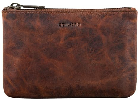 STILORD 'Samy' Kartentasche Leder Kartenetui Vintage Ledermäppchen ideal als Geldbörse Kreditkartenetui Schlüsseletui Organizer Reise Etui für Herren Damen Echtleder, Farbe:Prestige - braun