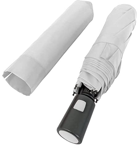 PERLETTI Ombrello Pieghevole da Pioggia Bianco Donna Uomo - Ombrello Portatile da Borsa Antivento con Apertura Automatica - Ombrello Mini Tascabile da Viaggio Resistente - Diametro 96 cm (Bianco)