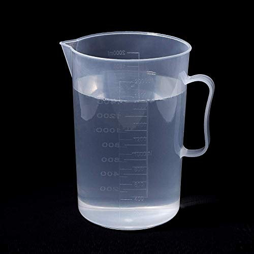 Utoolmart Taza medidora, 2 litros (2000 ml), vaso graduado de plástico, forma recta, vaso graduado de plástico con asa, para líquidos de experimentos científicos de laboratorio de cocina, 1 unidad