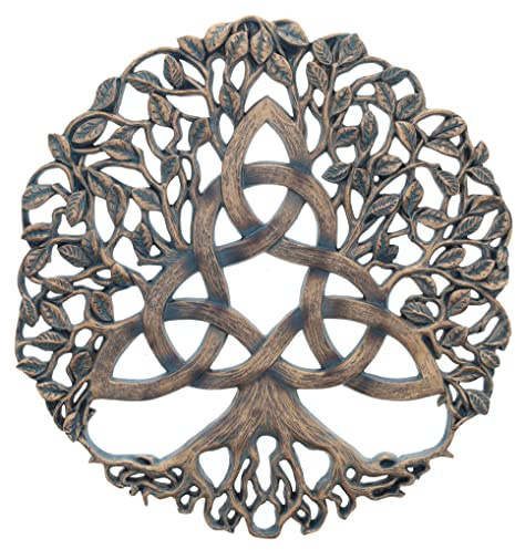 Top Brass Trinity Knot Tree of Life Wall Plaque Decorative Spiritual Celtic Garden Art Sculpture
