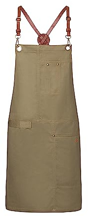 Karlowsky LS 25 PASSION Latzschürze URBAN X-STYLE mit Kreuzträgern, 100% Baumwolle, Einheitsgröße, 80cm Länge, 68cm Breite, Khaki