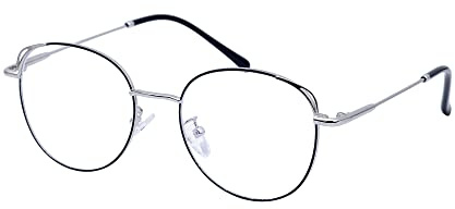 JoXiGo Brille Blaulichtfilter Ohne Stärke Damen Herren Metallgestell Brillenfassung Computerbrille mit Brillenetuis Brillenkette
