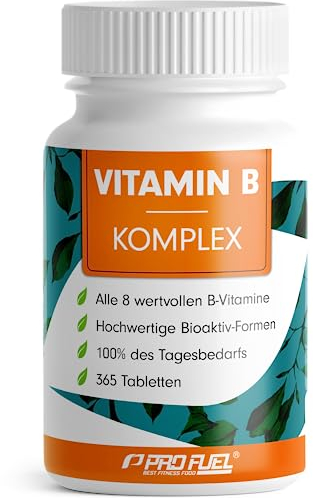 Vitamin B Komplex 365 Tabletten - B Komplex mit B12 - alle 8 B-Vitamine (B1, B2, B3, B5, B6, B7, B9, B12) + Co-Faktoren Cholin & Myo-Inositol, laborgeprüft mit Zertifikat, vegan