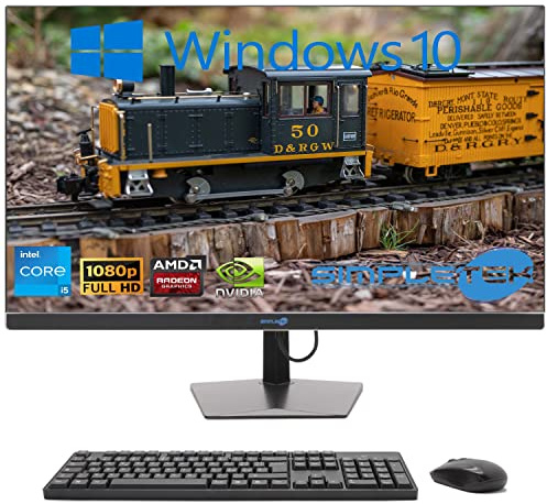 SIMPLETEK - PC tout-en-un 27 Écran incurvé Windows 10 | Core i5 12 Gen | 8 Go RAM DDR4 SSD 120 Go | Travail, Divertissement