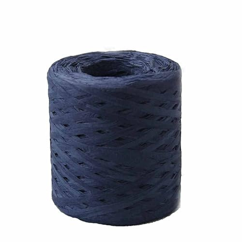 SHTGOI Raffia Papierband 200m Farbiges Bastbänder Raffia Papierkordel Natur Papierschnur Geschenkband zum Basteln Raffia Paper Ribbon für Geschenkverpackung,Basteln,DIY Handwerk Weberei Dunkelblau