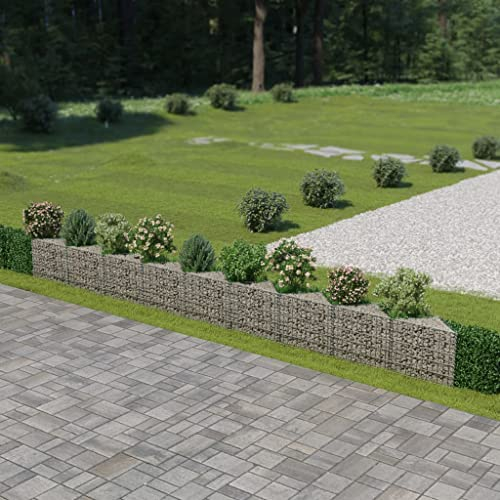 Tino Tech Mur de gabion en acier galvanisé - 630 x 30 x 50 cm - Argenté - Panier à pierres - Paniers gabions - Clôture murale de jardin - Gabion en métal - Pour jardin, mur de plantes, gabions