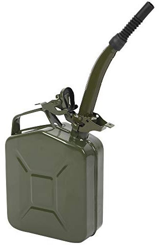 5 Litre Jerry Fuel Can with Handles, Metal Gas Diesel Gasoline Petrol Oil Portable Travel Container with Extension Spout For Cars Trucks Motorcycle
