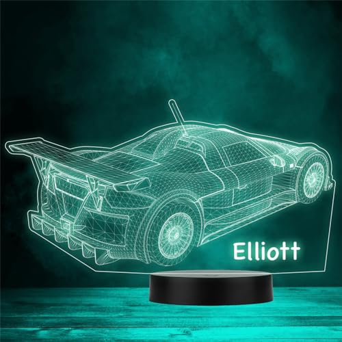 3D Effect Sports Car Spoiler Personalised Gift Colour Change LED Night Light | Personalised Gift For Home, Lamp Room Décor | Kids & Adults Night Lights With Name | Personalised Gift For Bedroom |