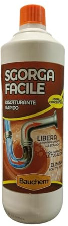 Sgorga Facile, disotturante liquido per tubi e scarichi, NON DANNEGGIA I TUBI, igienizzante, rapido, confezione da lt 1 cod articolo DIS007