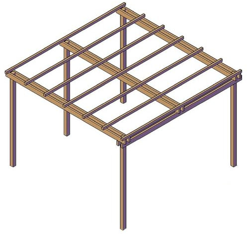 Pergola da giardino 240x240 cm, in Legno di Pino Impregnato classe 4, Personalizzabile