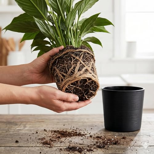 Round Garden Flower Pot with Insert - Textured, Large, Indoor & Outdoor - Black (19cm x 19cm)