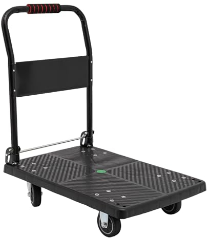 Chariot de transport pliable à plateforme de 150 kg - Chariot de transport pour charges lourdes - Avec roues silencieuses - Chariot de transport pour atelier, bureau et entrepôt
