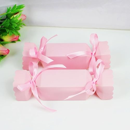 10 Stück Pralinenschachtel for Weihnachten mit Bändern DIY Süßigkeiten Schokolade Kekse Dekoration Party Geschenk Weihnachten Hochzeit Papier Verpackungsboxen(Light red)