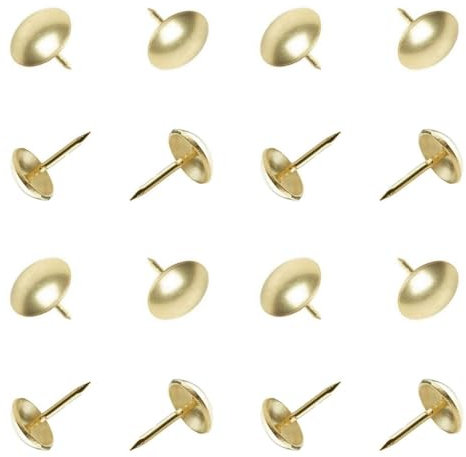 100Pcs Upholstery Nails - Made in Germany - Decorative Premium Furniture Tacks (Brass Plated, 16mm Flat Head)