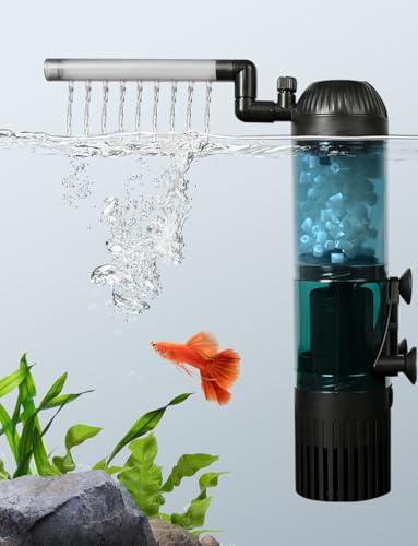 boxtech Filtre pour Pompe à Eau pour Aquarium, Filtre d'aquarium Multifonction, Filtre Submersible Silencieux 6W pour Aquarium de 60 à 120 cm