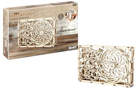 Revell 00613 - Tiny Adventures - Kinetic Picture - Wooden Model Kit - with Rubber Band Mechanism & Starting Key - Length 34cm
